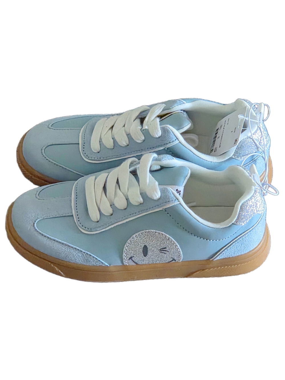 Joe Boxer - Girls' Light Blue And Glitter Smile Accent Sneakers